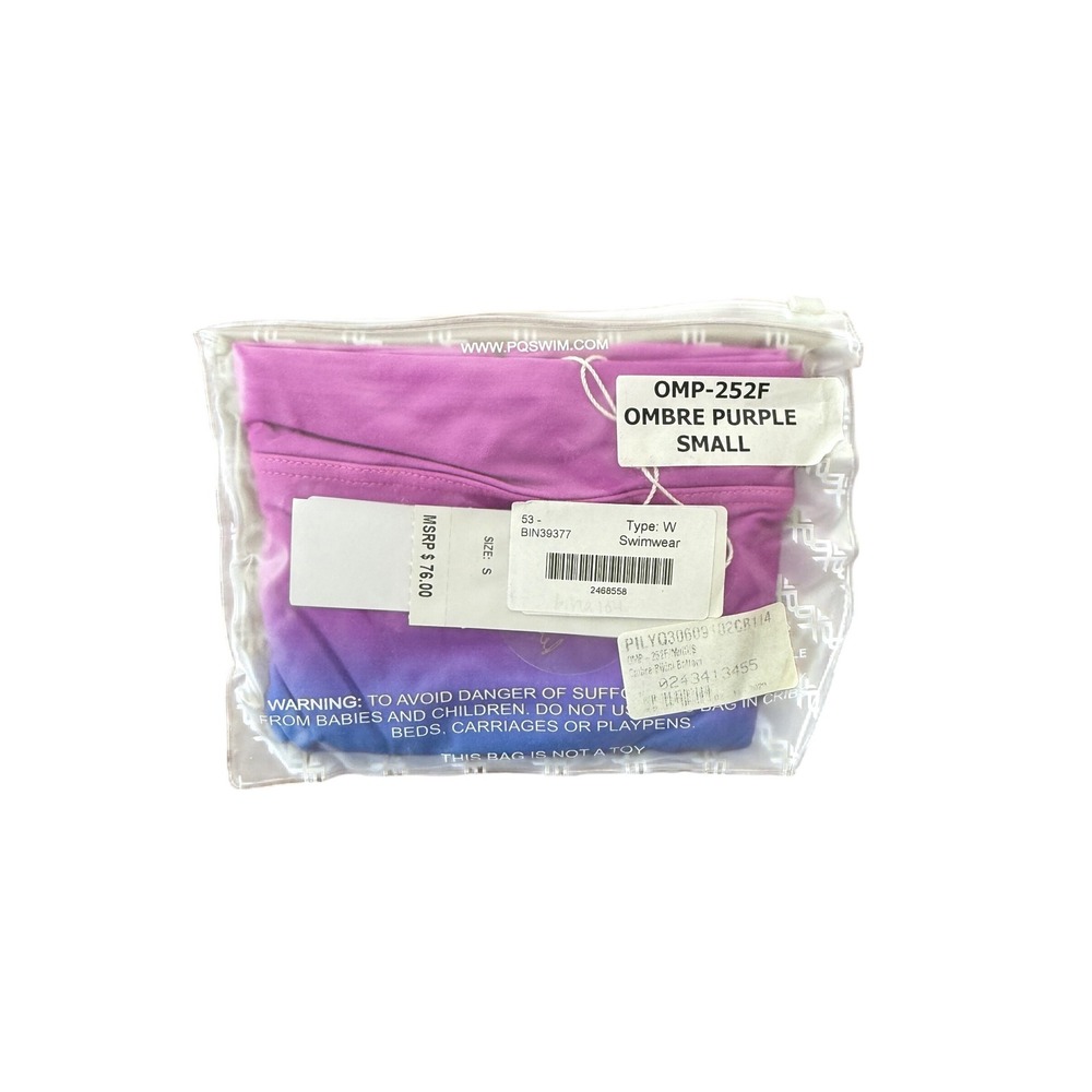 PQ PilyQ Ombre Purple Blue High Waist Bikini Swim Bottoms OMP-252F‎ Small NEW - Picture 2 of 6